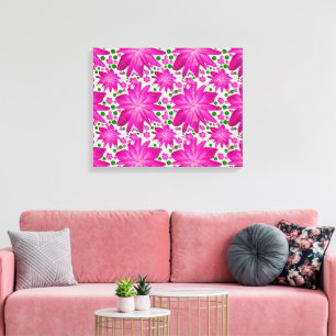 Varmt rosa blomster sömlöst mönster canvastryck