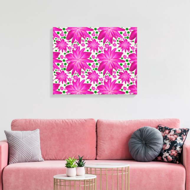 Varmt rosa blomster sömlöst mönster  canvastryck (Insitu (Vardagsrum))