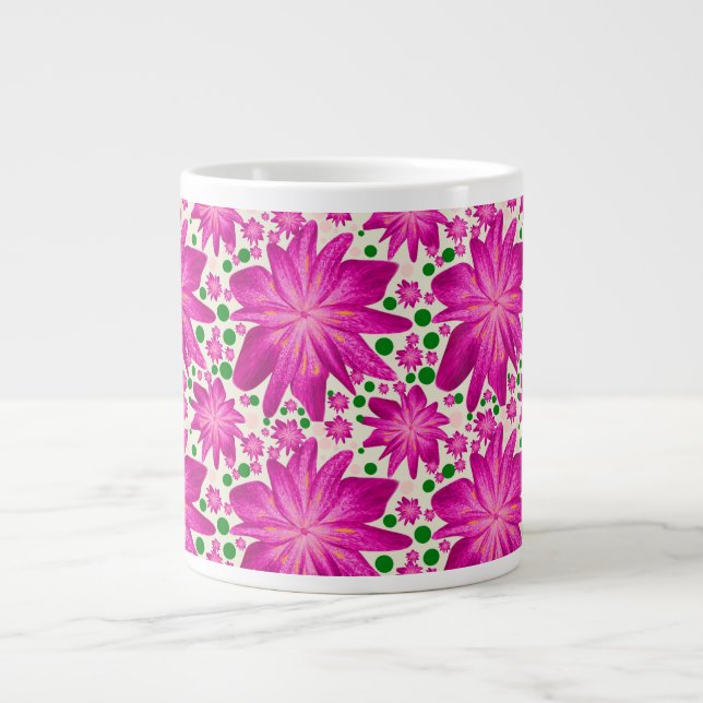 Varmt rosa blomster sömlöst mönster  jumbo mugg (Framsidan)