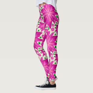 Varmt rosa blomster sömlöst mönster leggings