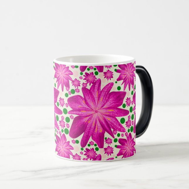 Varmt rosa blomster sömlöst mönster  magisk mugg (Framsida höger)