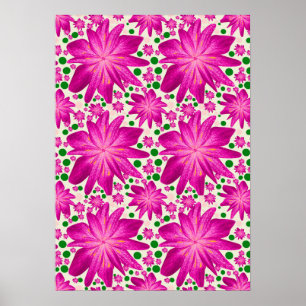 Varmt rosa blomster sömlöst mönster poster