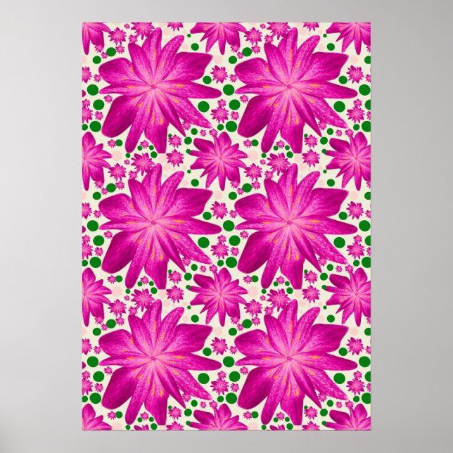 Varmt rosa blomster sömlöst mönster  poster (Framsidan)