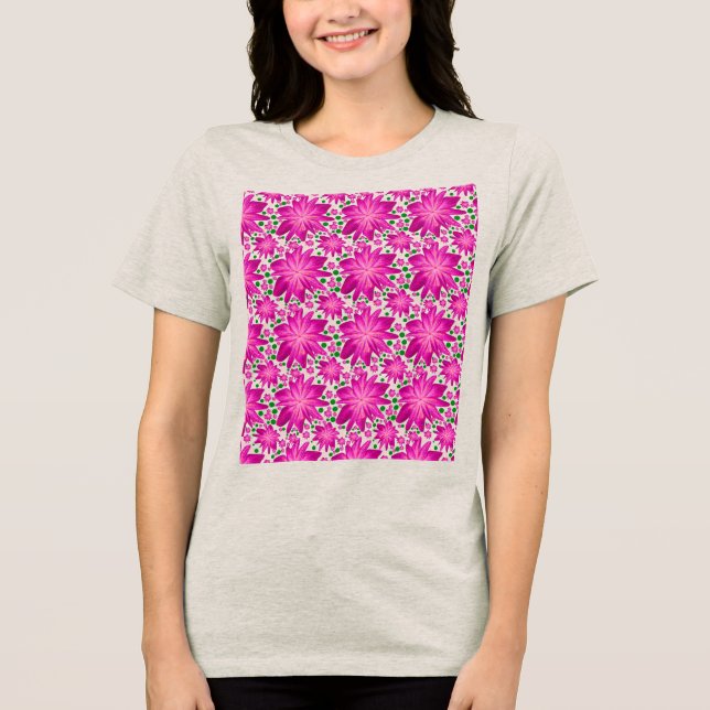 Varmt rosa blomster sömlöst mönster  t shirt (Framsida)
