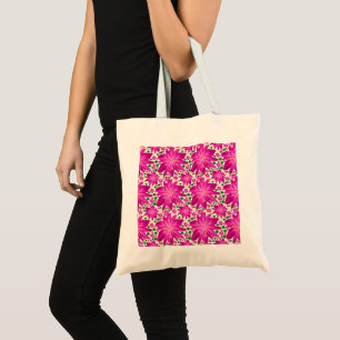 Varmt rosa blomster sömlöst mönster tygkasse