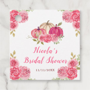 Varmt rosa blomsterpumpabridal shower gåvor etiketter