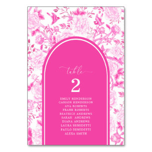 Varmt rosa chinoiserie sittplanerings bordskort