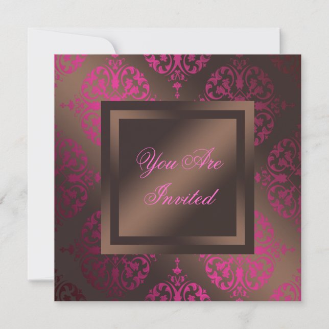 Varmt Rosa Choklad Brun Fest Inbjudningar (Framsida)