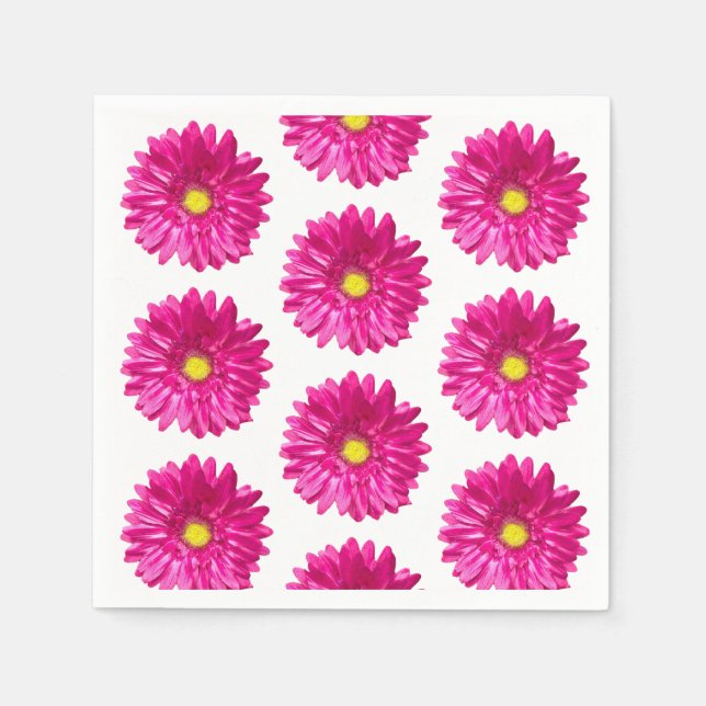 Varmt rosa daisy blomsterpappers servetter (Framsidan)