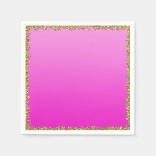 Varmt rosa doppad guldglitter glamör glans fest pappersservett
