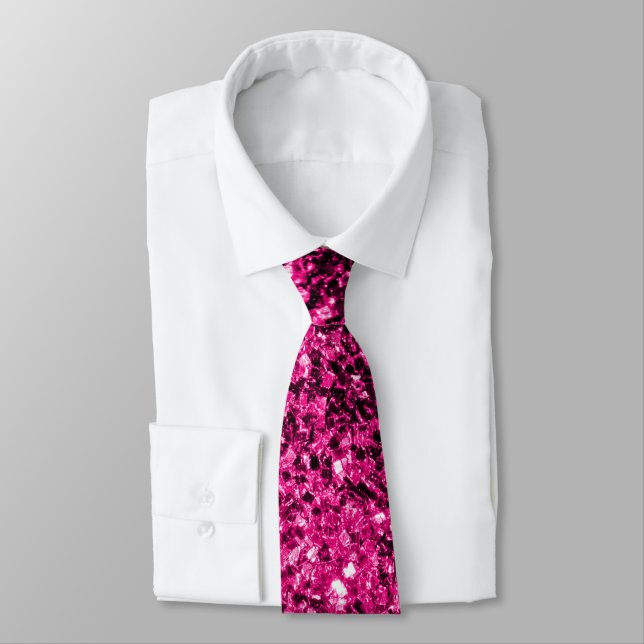 Varmt rosa falskt glitter gnistrar slips (Bunden)
