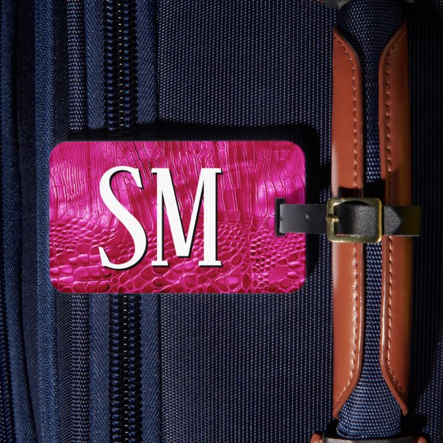 Varmt Rosa Falskt Lädermonogram Bagagebricka (Framsida Insitu 4)