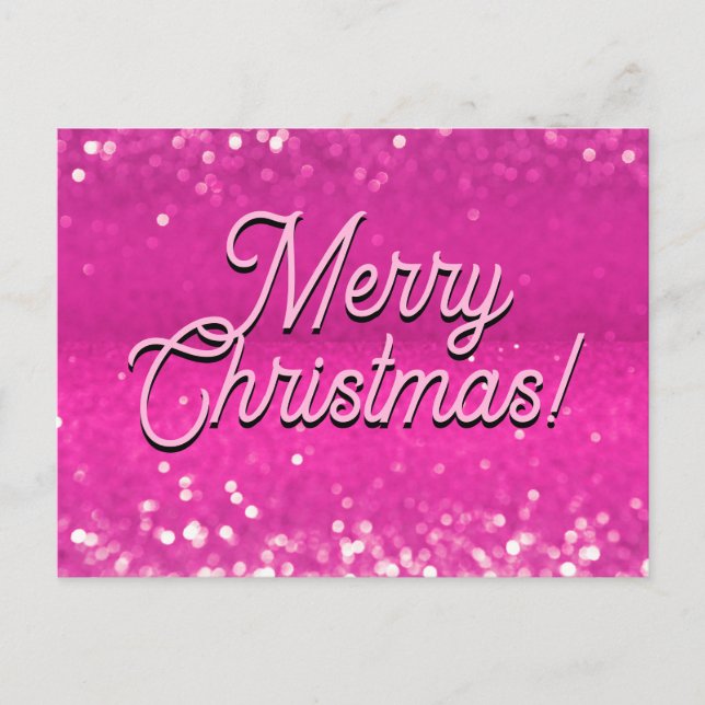 Varmt Rosa Glitter Bokeh Anpassad Text Helg Vykort (Framsida)