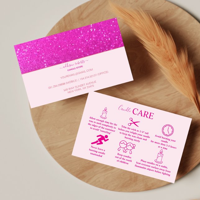 Varmt Rosa Glitter Lyx Ljusvård Visitkort (Skapare uppladdad)