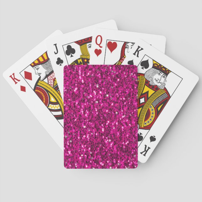 Varmt rosa glittrande falskt glitter casinokort (Baksidan)