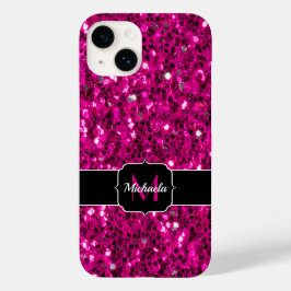 Varmt rosa gnistrande falskt glitter Monogram