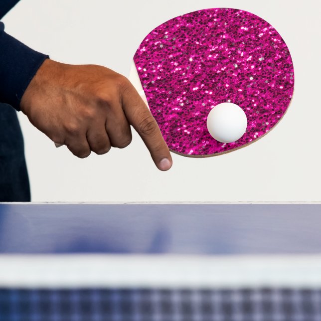 Varmt rosa gnistrande falskt glitter pingisracket (Insitu)