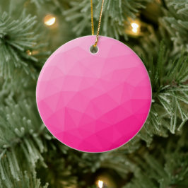 Varmt rosa gradient geometriskt nätmönster julgransprydnad keramik