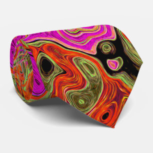 Varmt rosa groovy abstrakt retro flytande virvel slips