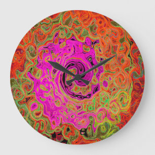 Varmt rosa groovy abstrakt retro flytande virvel stor klocka