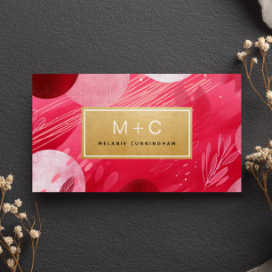 Varmt rosa guld abstrakta monogram visitkort