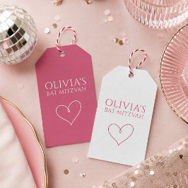 Varmt Rosa Hjärt Bat Mitzvah Presentetikett