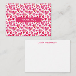Varmt Rosa Kärlekshjärta Tack Anteckningskort
