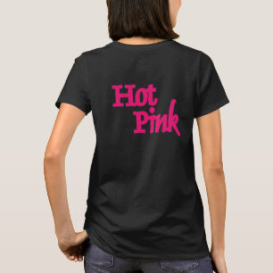 Varmt rosa kvinnor svart t-shirt baksida