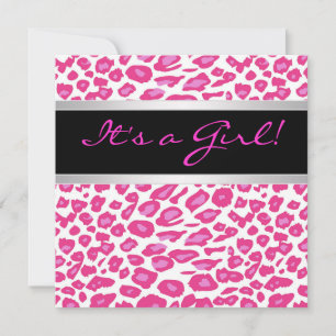 Varmt rosa leopard flicka baby shower inbjudningar