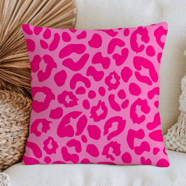 Varmt Rosa Leopardmönster Djurtryck Maximalist Kudde
