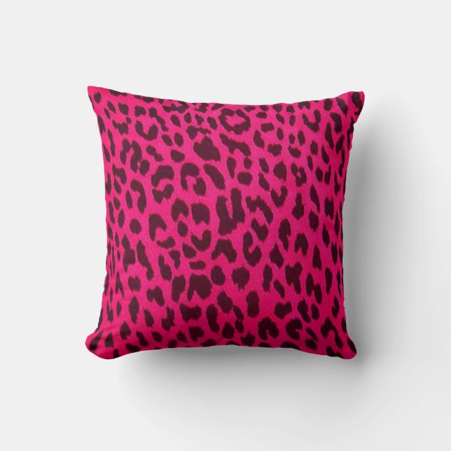 Varmt Rosa Leopardtryckt Kudd Kudde (Framsida)