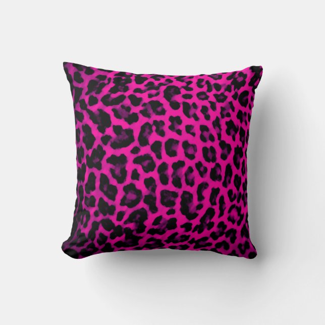 Varmt Rosa Leopardtryckt Kudd Kudde (Framsida)