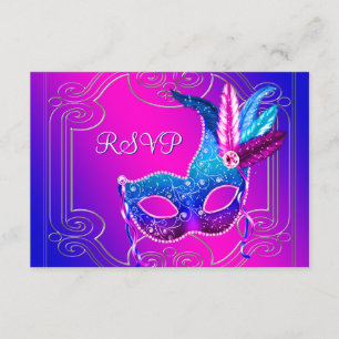 Varmt rosa lila maskeradfest RSVP OSA Kort