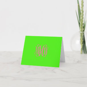 Varmt rosa lime 3 Init Vin Skript Monogram DIY BG Tack Kort