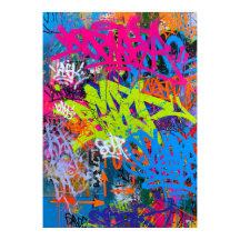 Varmt rosa limegröna och blå graffiti-taggar