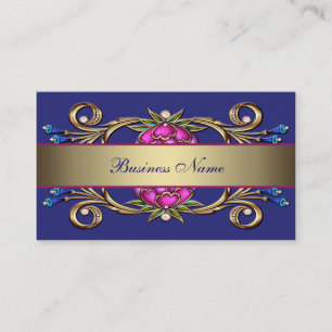 Varmt rosa marinblå guld blomma virvel visitkort