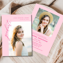 Varmt Rosa Minimalistisk Fototexter Examenkalas