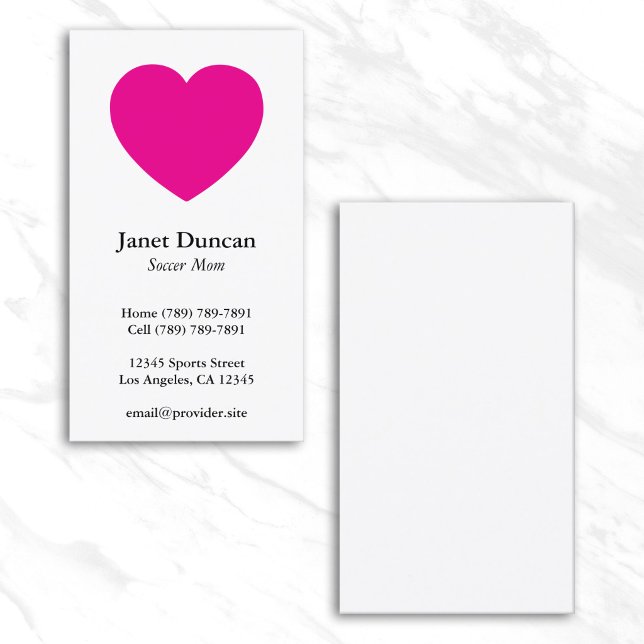 Varmt Rosa Minimalistisk Hjärtform (Hot Pink Minimalist Heart Shape Calling Card)