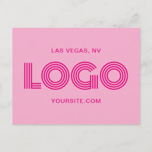 Varmt Rosa Modern Rektangulär Logo Vykort