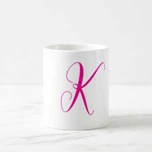 Varmt Rosa Monogram Initial Bokstav Bröllopspresen Kaffemugg