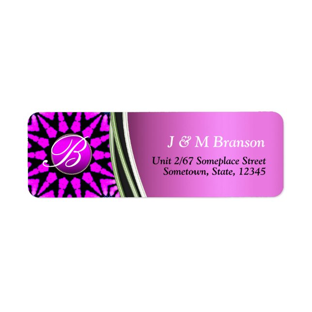 Varmt rosa monogram stjärna adressetikett returadress etikett (Framsidan)