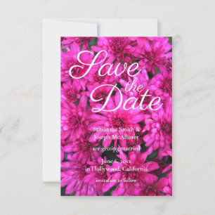 Varmt Rosa Mums Blommig Foto Spara Datum Inbjudningar
