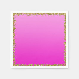 Varmt Rosa Nedsänkt Guld Glitter Glam Glitter Fest Pappersservett