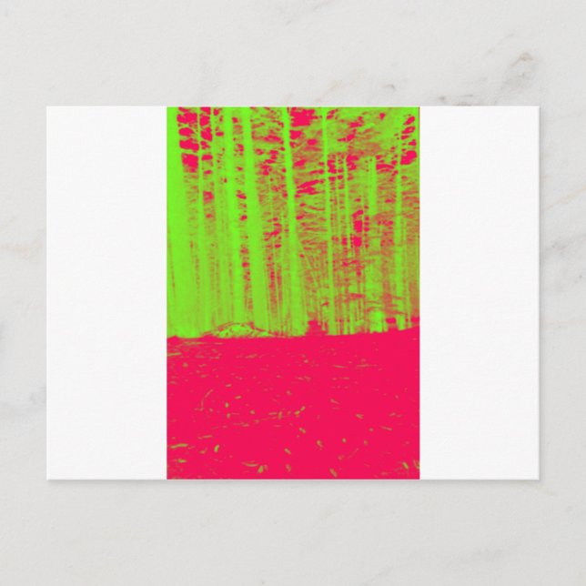 Varmt rosa neongrön postmodern konsttryck vykort (Framsida)