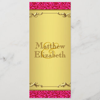 Varmt rosa och guld bröllopsmeny program