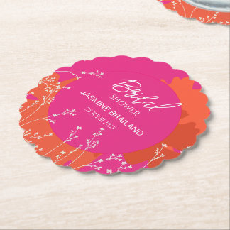 Varmt rosa och orange tusenskönas abstrakt blomste underlägg papper