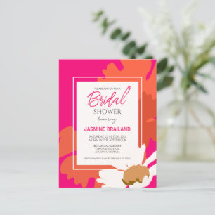 Varmt rosa och orange tusensköns abstrakt blomster vykort