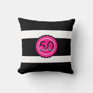 Varmt Rosa och Svart 50 & Fantastisk Födelsedagspr Kudde