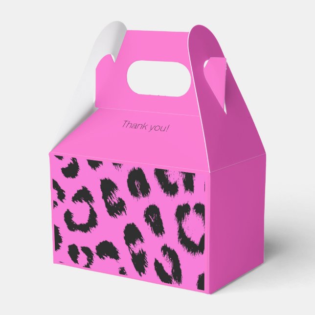 Varmt rosa och svart leopardtryck presentaskar (Framsidan Sidan)