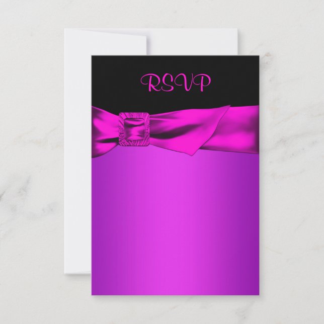 Varmt rosa och svart RSVP OSA Kort (Framsida)